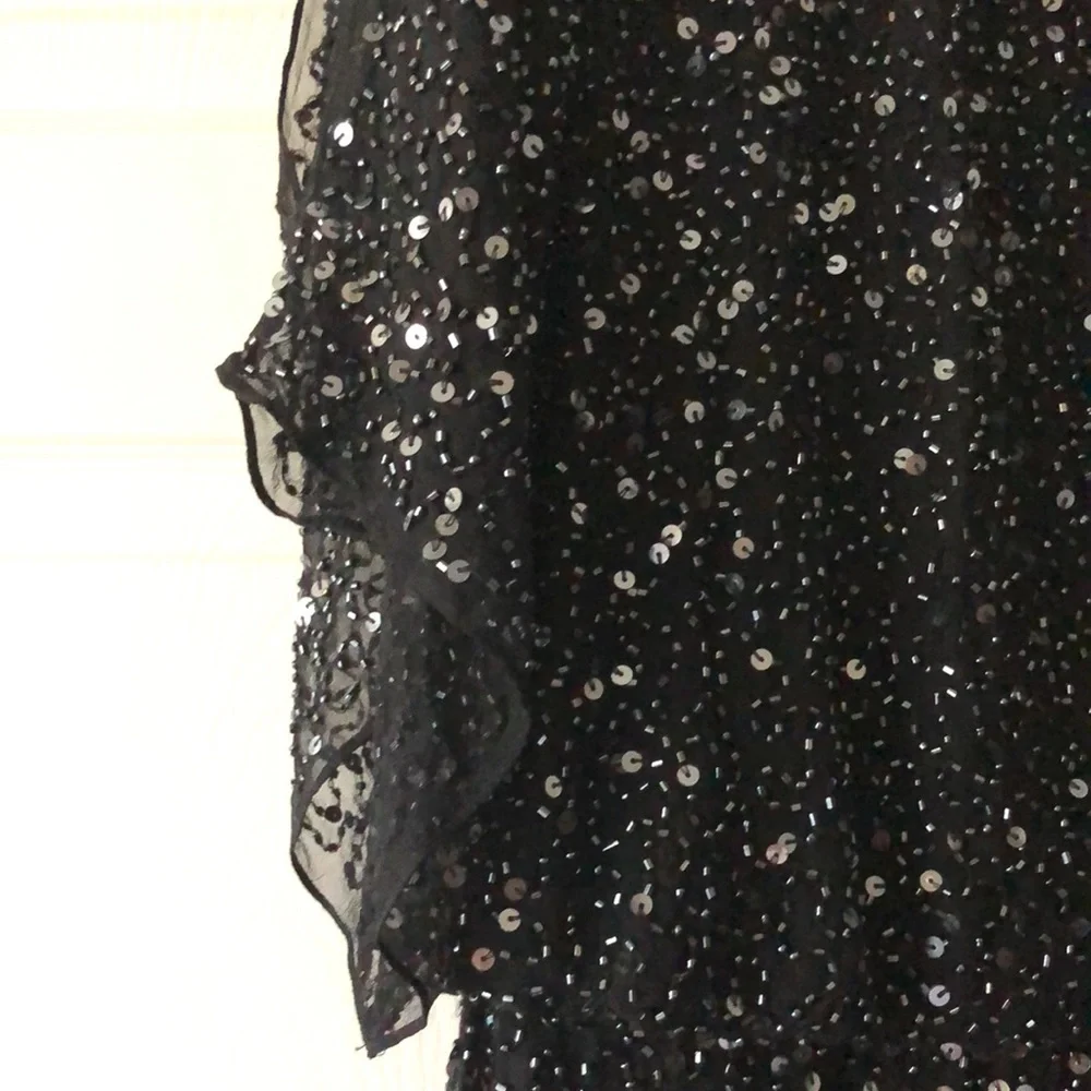 Pisarro Nights black silk Sequins Dress SZ 2  Beautiful dress with tags. - Picture 2 of 8